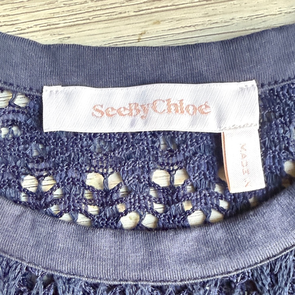 See by Chloe Elegant Navy Lace Dress - Picture 2 of 8